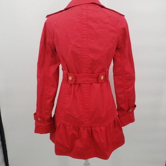 JUICY COUTURE Red Double Breasted Skirted Trench Coat Small - Picture 7 of 13
